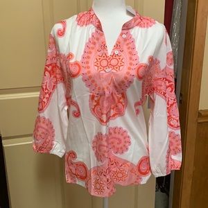 Pink Paisley Print Blouse NWT Sz L